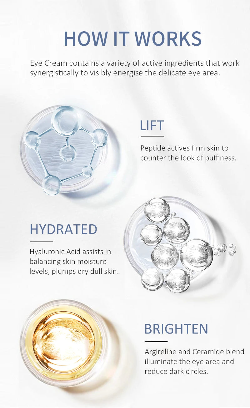 OCHEAL Eye Moisturizing Cream Fades Fine Lines Anti Dark Circles Eye Serum Remove Eye Bag Puffiness Anti-Aging Firmness Eye Care